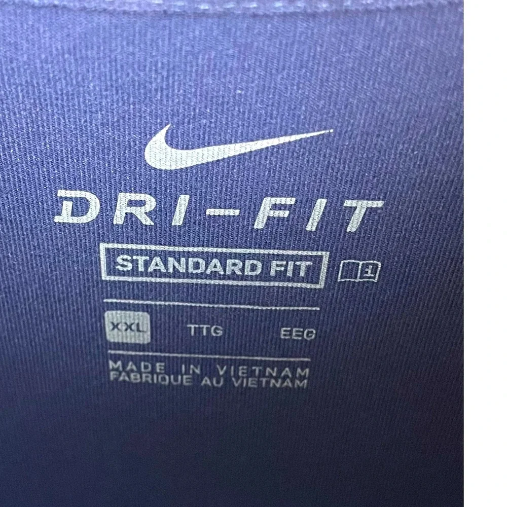 Nike Dri-Fit Mens XXL Blue Striped Short Sleeve Golf Polo Shirt Standard Fit EUC